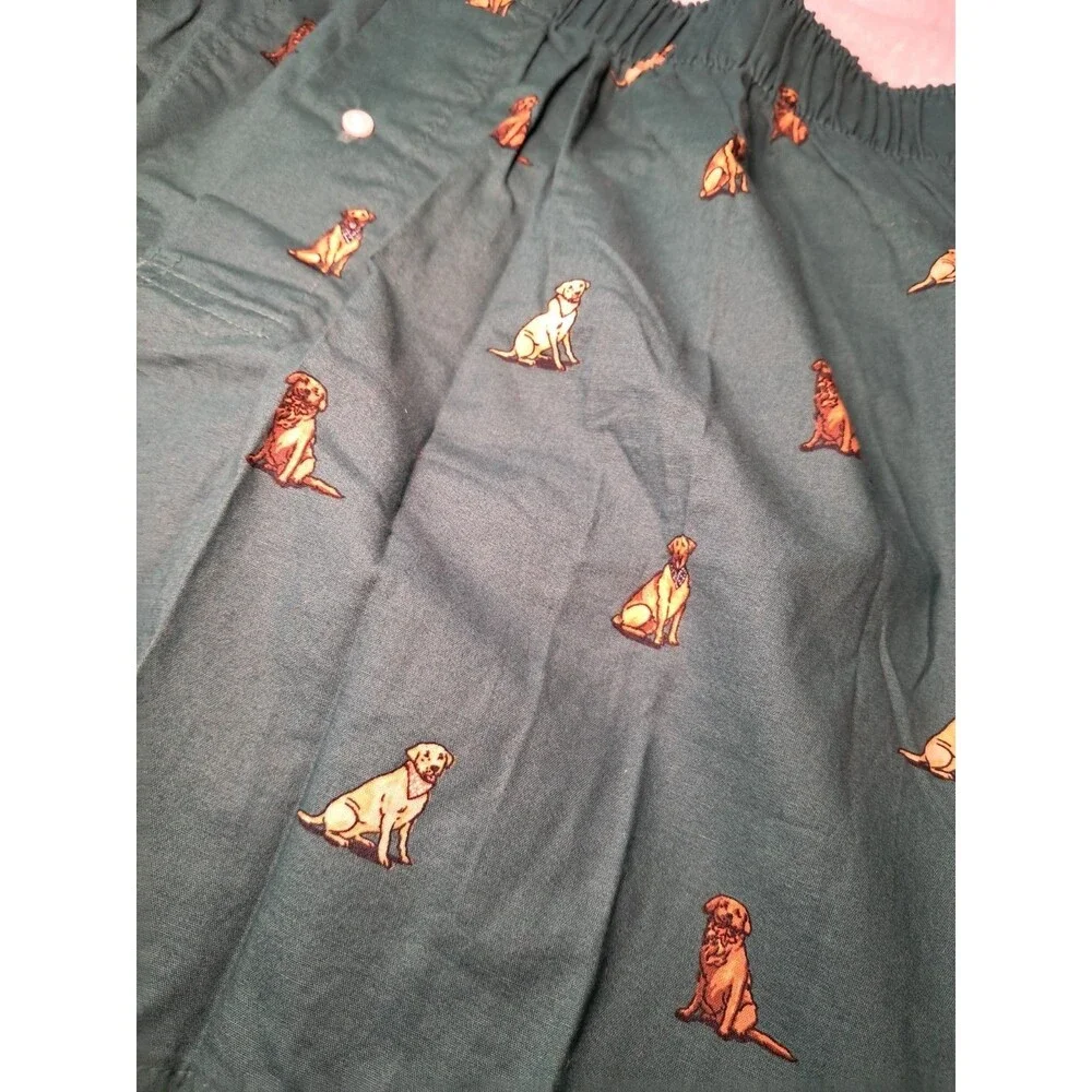 NEW J.Crew Dog Printed Boxers Dark Green Button Fly 100% Cotton CM219 Size M